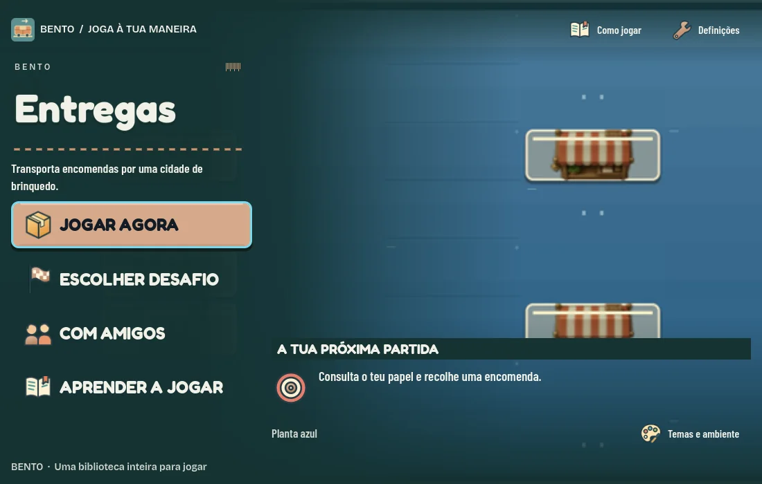 Ecrã inicial de Bento Entregas